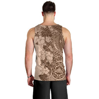 Polynesia Men Tank Top Hibiscus and Hawaiian Tribal Tattoo Retro Style Pink Pastel - Wonder Print Shop