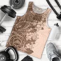 Polynesia Men Tank Top Hibiscus and Hawaiian Tribal Tattoo Retro Style Pink Pastel - Wonder Print Shop