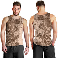 Polynesia Men Tank Top Hibiscus and Hawaiian Tribal Tattoo Retro Style Pink Pastel - Wonder Print Shop