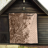 Polynesia Quilt Hibiscus and Hawaiian Tribal Tattoo Retro Style Pink Pastel - Wonder Print Shop