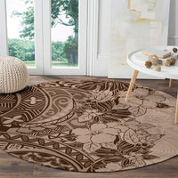 polynesia-round-carpet-hibiscus-and-hawaiian-tribal-tattoo-retro-style-pink-pastel
