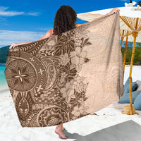 Polynesia Sarong Hibiscus and Hawaiian Tribal Tattoo Retro Style Pink Pastel - Wonder Print Shop