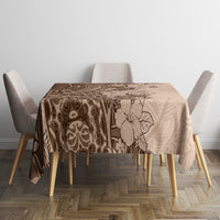 Polynesia Tablecloth Hibiscus and Hawaiian Tribal Tattoo Retro Style Pink Pastel - Wonder Print Shop