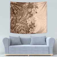 Polynesia Tapestry Hibiscus and Hawaiian Tribal Tattoo Retro Style Pink Pastel - Wonder Print Shop