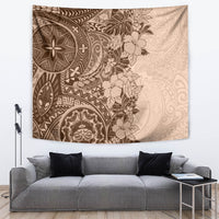 Polynesia Tapestry Hibiscus and Hawaiian Tribal Tattoo Retro Style Pink Pastel - Wonder Print Shop