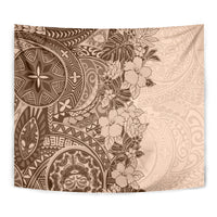 Polynesia Tapestry Hibiscus and Hawaiian Tribal Tattoo Retro Style Pink Pastel - Wonder Print Shop