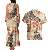 Hawaii Couples Matching Tank Maxi Dress and Hawaiian Shirt Aloha Tribal Pattern Beige Version LT9 - Wonder Print Shop