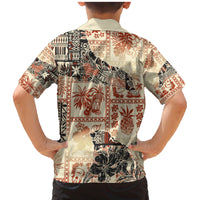 Hawaii Family Matching Mermaid Dress and Hawaiian Shirt Aloha Tribal Pattern Beige Version LT9 - Wonder Print Shop