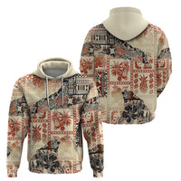 Hawaii Hoodie Aloha Tribal Pattern Beige Version - Wonder Print Shop