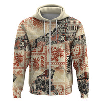 Hawaii Hoodie Aloha Tribal Pattern Beige Version - Wonder Print Shop