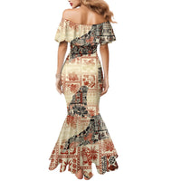 Hawaii Mermaid Dress Aloha Tribal Pattern Beige Version - Wonder Print Shop
