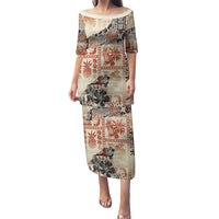 Hawaii Puletasi Aloha Tribal Pattern Beige Version - Wonder Print Shop