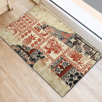 Hawaii Rubber Doormat Aloha Tribal Pattern Beige Version - Wonder Print Shop