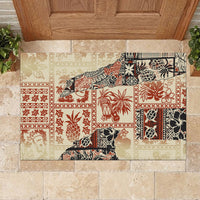 Hawaii Rubber Doormat Aloha Tribal Pattern Beige Version - Wonder Print Shop
