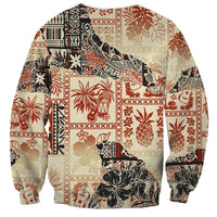 Hawaii Sweatshirt Aloha Tribal Pattern Beige Version - Wonder Print Shop