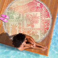 Hawaii Beach Blanket Aloha Tribal Pattern Sweat Pink Ombre LT9 - Wonder Print Shop