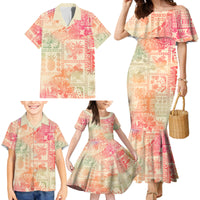 Hawaii Family Matching Mermaid Dress and Hawaiian Shirt Aloha Tribal Pattern Sweat Pink Ombre LT9 - Wonder Print Shop
