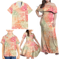 Hawaii Family Matching Off Shoulder Maxi Dress and Hawaiian Shirt Aloha Tribal Pattern Sweat Pink Ombre LT9 - Wonder Print Shop