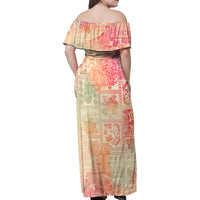 Hawaii Family Matching Off Shoulder Maxi Dress and Hawaiian Shirt Aloha Tribal Pattern Sweat Pink Ombre LT9 - Wonder Print Shop