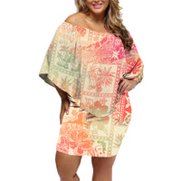 Hawaii Family Matching Off Shoulder Short Dress and Hawaiian Shirt Aloha Tribal Pattern Sweat Pink Ombre LT9 - Wonder Print Shop