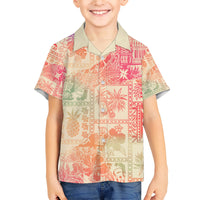 Hawaii Family Matching Short Sleeve Bodycon Dress and Hawaiian Shirt Aloha Tribal Pattern Sweat Pink Ombre - Wonder Print Shop