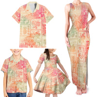 Hawaii Family Matching Tank Maxi Dress and Hawaiian Shirt Aloha Tribal Pattern Sweat Pink Ombre - Wonder Print Shop