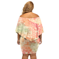 Hawaii Off Shoulder Short Dress Aloha Tribal Pattern Sweat Pink Ombre - Wonder Print Shop