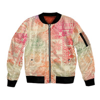 Hawaii Sleeve Zip Bomber Jacket Aloha Tribal Pattern Sweat Pink Ombre - Wonder Print Shop