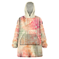 Hawaii Wearable Blanket Hoodie Aloha Tribal Pattern Sweat Pink Ombre - Wonder Print Shop