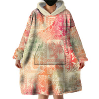 Hawaii Wearable Blanket Hoodie Aloha Tribal Pattern Sweat Pink Ombre - Wonder Print Shop