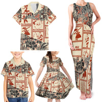 Aloha Hawaii Christmas Family Matching Tank Maxi Dress and Hawaiian Shirt Mele Kalikimaka Tapa Tribal Retro Style - Wonder Print Shop