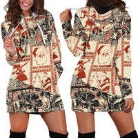 Aloha Hawaii Christmas Hoodie Dress Mele Kalikimaka Tapa Tribal Retro Style - Wonder Print Shop