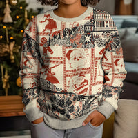 Aloha Hawaii Christmas Kid Ugly Christmas Sweater Mele Kalikimaka Tapa Tribal Retro Style - Wonder Print Shop