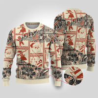 Aloha Hawaii Christmas Ugly Christmas Sweater Mele Kalikimaka Tapa Tribal Retro Style - Wonder Print Shop