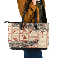 Aloha Hawaii Christmas Leather Tote Bag Mele Kalikimaka Tapa Tribal Retro Style - Wonder Print Shop