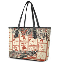Aloha Hawaii Christmas Leather Tote Bag Mele Kalikimaka Tapa Tribal Retro Style - Wonder Print Shop