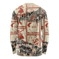 Aloha Hawaii Christmas Long Sleeve Shirt Mele Kalikimaka Tapa Tribal Retro Style - Wonder Print Shop