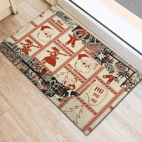 Aloha Hawaii Christmas Rubber Doormat Mele Kalikimaka Tapa Tribal Retro Style - Wonder Print Shop