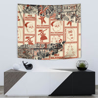 Aloha Hawaii Christmas Tapestry Mele Kalikimaka Tapa Tribal Retro Style - Wonder Print Shop