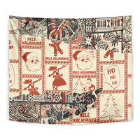 Aloha Hawaii Christmas Tapestry Mele Kalikimaka Tapa Tribal Retro Style - Wonder Print Shop