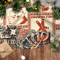 Aloha Hawaii Christmas Tree Skirt Mele Kalikimaka Tapa Tribal Retro Style - Wonder Print Shop