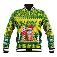 Cook Islands Christmas Baseball Jacket Santa Beach Meri Kiritimiti LT9 - Wonder Print Shop