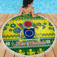 Cook Islands Christmas Beach Blanket Santa Beach Meri Kiritimiti LT9 - Wonder Print Shop