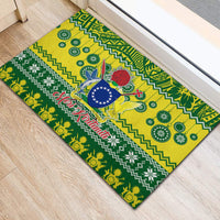 Cook Islands Christmas Rubber Doormat Santa Beach Meri Kiritimiti - Wonder Print Shop