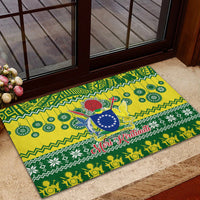 Cook Islands Christmas Rubber Doormat Santa Beach Meri Kiritimiti - Wonder Print Shop