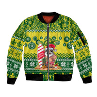 Cook Islands Christmas Sleeve Zip Bomber Jacket Santa Beach Meri Kiritimiti - Wonder Print Shop
