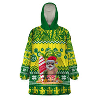 Cook Islands Christmas Wearable Blanket Hoodie Santa Beach Meri Kiritimiti - Wonder Print Shop