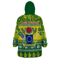 Cook Islands Christmas Wearable Blanket Hoodie Santa Beach Meri Kiritimiti - Wonder Print Shop