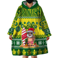 Cook Islands Christmas Wearable Blanket Hoodie Santa Beach Meri Kiritimiti - Wonder Print Shop
