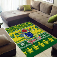 Personalised Cook Islands Christmas Area Rug Santa Beach Meri Kiritimiti LT9 - Wonder Print Shop